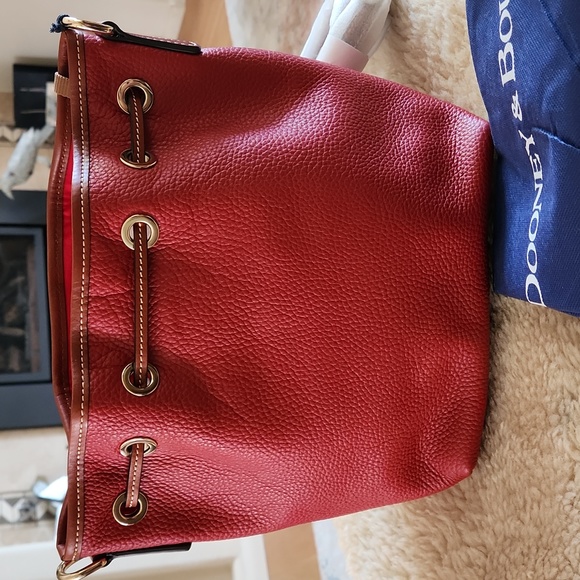NWT Dooney & Bourke Red Pebbled Leather Aimee Drawstring Crossbody Bag ❤️ - Picture 7 of 16